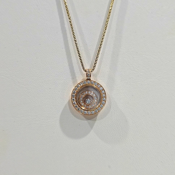 ✅ CHOPARD Happy Diamonds 18K Yellow Gold Pendant + 18K Chain ⭐ A Classic Chopard - Picture 6 of 17